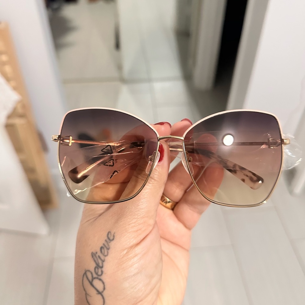 Longchamp Gold and Brown Sunglasses